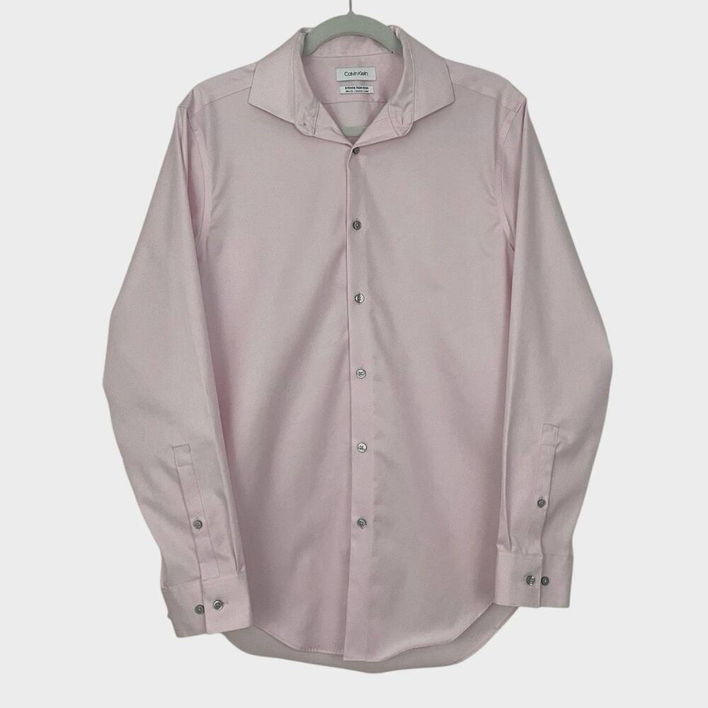 Calvin Klein Mens Pink Slim Fit Button Down Dress Shirt